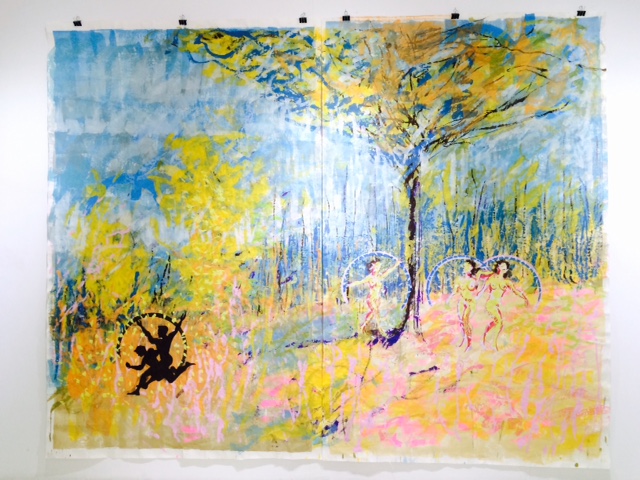 Joan, in the holly forest冬青森林中的贞德，Work on paper纸上手绘，320×265cm，2015