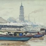 Bai Tongxu  白统绪  An Qing Pogoda  安庆宝塔  Watercolor on Paper  纸本水彩  1963年   17 x 21.3 cm_副本