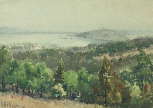 Bai Tongxu  白统绪  Luojia Mountain Scenery  珞珈山风景    Watercolor on Paper  纸本水彩   1957年   23.5 x 34.2 cm_副本