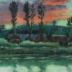 Bai Tongxu  白统绪  Riverbank  河畔    Watercolor on Paper  纸本水彩    1960年   19.1 x 14.7 cm_副本