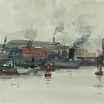 Bai Tongxu  白统绪  Shanghai Suburbs  上海之郊    Watercolor on Paper  纸本水彩   1963年   16.5 x 20.7 cm_副本