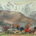 Bai Tongxu  白统绪  Shangmu Scenery  上牧风光    Watercolor on Paper  纸本水彩    1991年   37.8 x 52.7 cm_副本