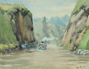 Bai Tongxu  白统绪  Sketch at Xiling Gorge I  西陵峡速写之一    Watercolor on Paper  纸本水彩   1961年   14.5 x 19 cm_副本