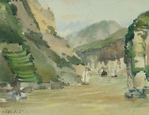 Bai Tongxu  白统绪  Sketch at Xiling Gorge II  西陵峡速写之二   Watercolor on Paper  纸本水彩    1961年   14.5 x 19 cm_副本