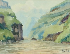 Bai Tongxu  白统绪  Sketch at Xiling Gorge III  西陵峡速写之三    Watercolor on Paper  纸本水彩   1961年   14.5 x 19 cm_副本