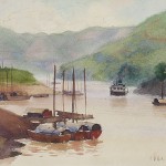 Bai Tongxu 白统绪，A Corner of Xiling Gorge 西陵峡一角，Watercolor on Paper 纸本水彩，14.4 x 18.7 cm, 1961_副本