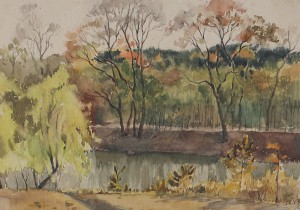Bai Tongxu 白统绪，Corner of Wuhan University 武大校园一角，Watercolor on Paper 纸本水彩，19.3 x 27 cm, 1956_副本