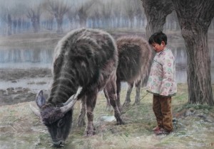 Bai Tongxu 白统绪，Early Spring 早春，Watercolor on Paper 纸本水彩，66.3 x 92.8 cm, 1996_副本