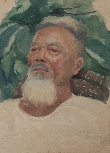 Bai Tongxu 白统绪，Old Worker 二七老工人，Watercolor on Paper 纸本水彩，17.5 x 24.5 cm, 1960_副本