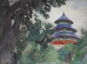 Bai Tongxu 白统绪，Temple of Heaven 天坛，Watercolor on Paper 纸本水彩，40 x 54 cm, 1988_副本