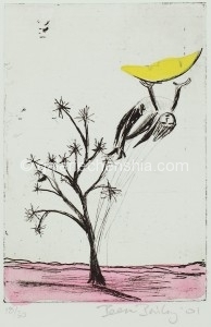 Beezy Bailey 比兹.贝利，Catching The Moon 追月，Etching 蚀刻，28 x 19.5 cm, 2001_副本