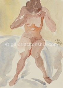 Chen Guoqing 陈国庆，Female Body 女人体，Watercolor on Paper 纸本水彩，27 x 19.5 cm, 2009 (3)_副本