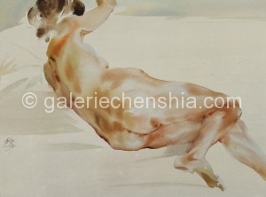 Chen Guoqing 陈国庆，Female Body 女人体，Watercolor on Paper 纸本水彩，55 x 74 cm, 2005 (4)_副本