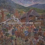 Imade Surita 伊梅德.苏瑞塔，Nyegra Gunung Ceremony 捏山仪式，Oil on Canvas 布油画，150 x 180 cm, 2007_副本